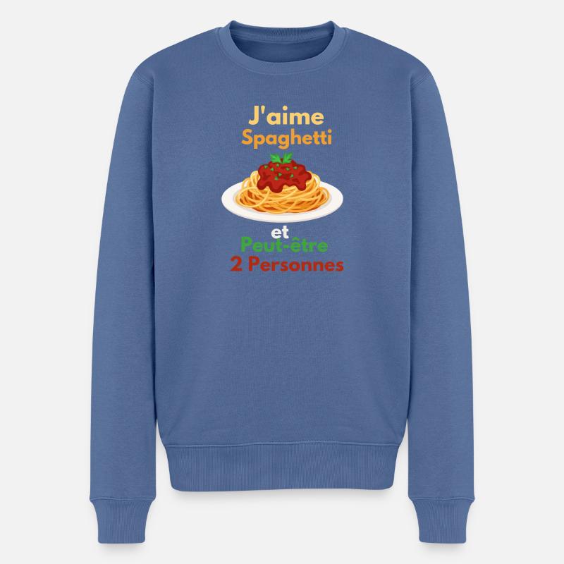 Ich mag Spaghetti und vielleicht zwei Leute - Männer Premium Bio Pullover - Taubenblau