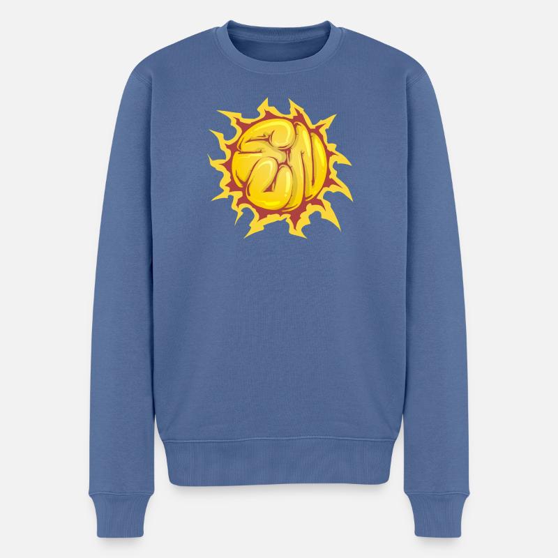 Soleil graff - Pull Premium bio Homme - bleu pigeon