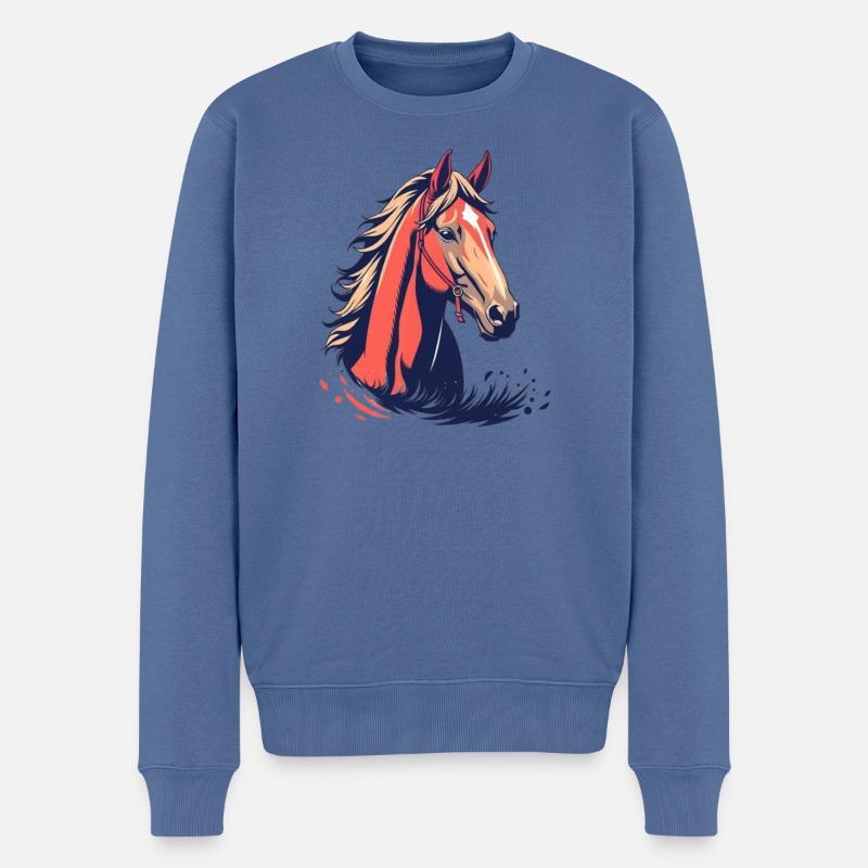 Cheval Tête de cheval - Pull Premium bio Homme - bleu pigeon