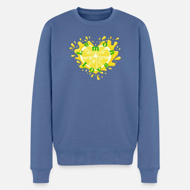 Zitrusherz Liebe Motiv - Männer Premium Bio Pullover - Taubenblau