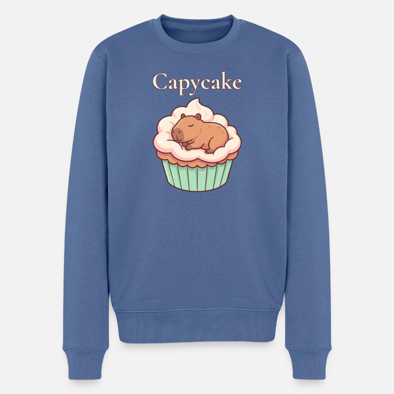 Motif mignon de cupcakes capybara capybara - Pull Premium bio Homme - bleu pigeon