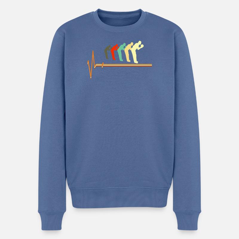 Bowling Heartbeat Pulse Retro Lifeline - Männer Premium Bio Pullover - Taubenblau