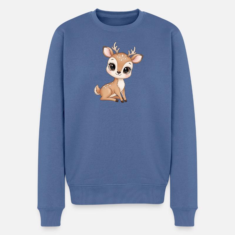 Kuschelige Rehchen Illustration - Männer Premium Bio Pullover - Taubenblau