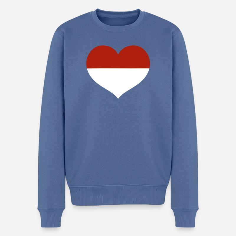Flaggenherz von Monaco - Männer Premium Bio Pullover - Taubenblau