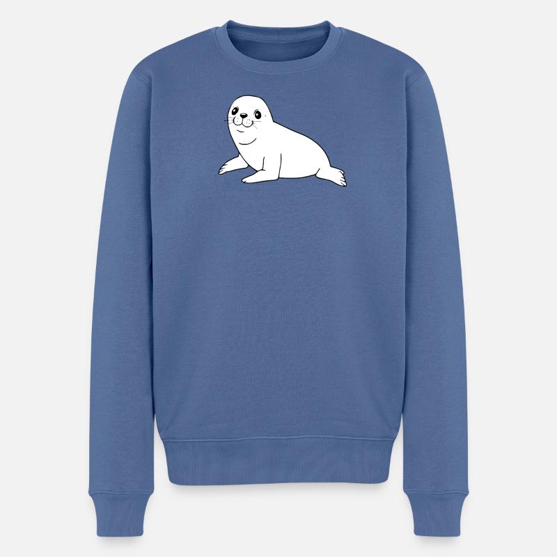 Robbe Seehund Robben Seehunde - Männer Premium Bio Pullover - Taubenblau