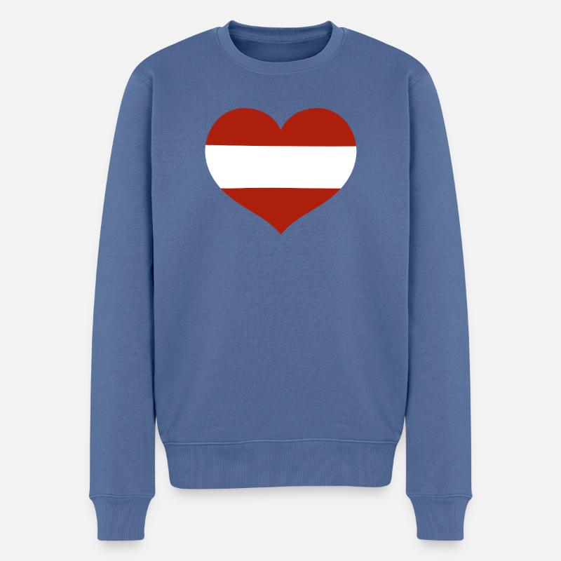 Herz der österreichischen Flagge - Männer Premium Bio Pullover - Taubenblau
