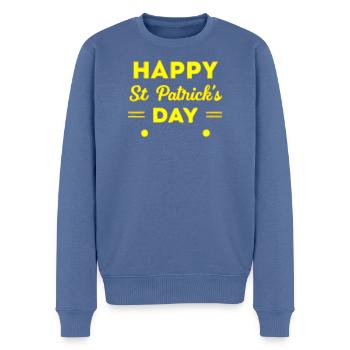 St. Patrick's Day Neongelber Happy Day - Männer Premium Bio Pullover - Taubenblau - Vorne - Nico (187cm)