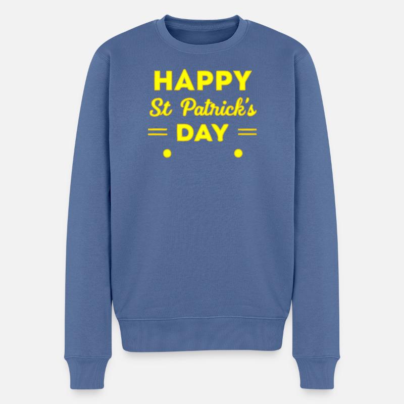 Saint-Patrick Neon Jaune Joyeux Jour - Pull Premium bio Homme - bleu pigeon