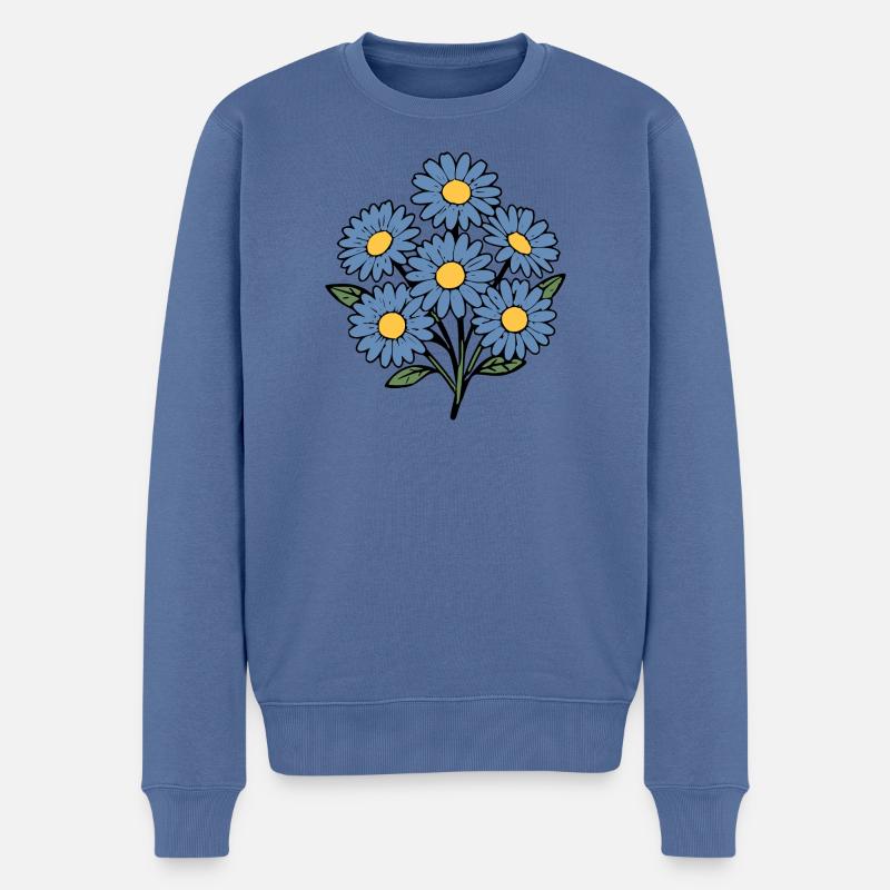 Bouquet fleur de fleurs bleues - Pull Premium bio Homme - bleu pigeon