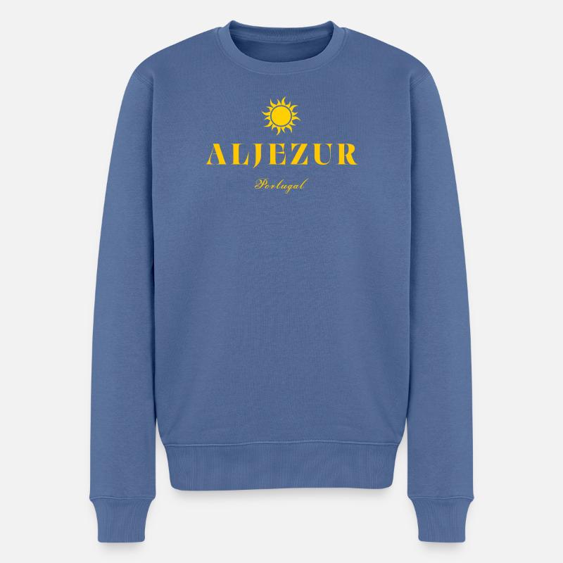 Aljezur Portugal Sonnenwappen - Männer Premium Bio Pullover - Taubenblau