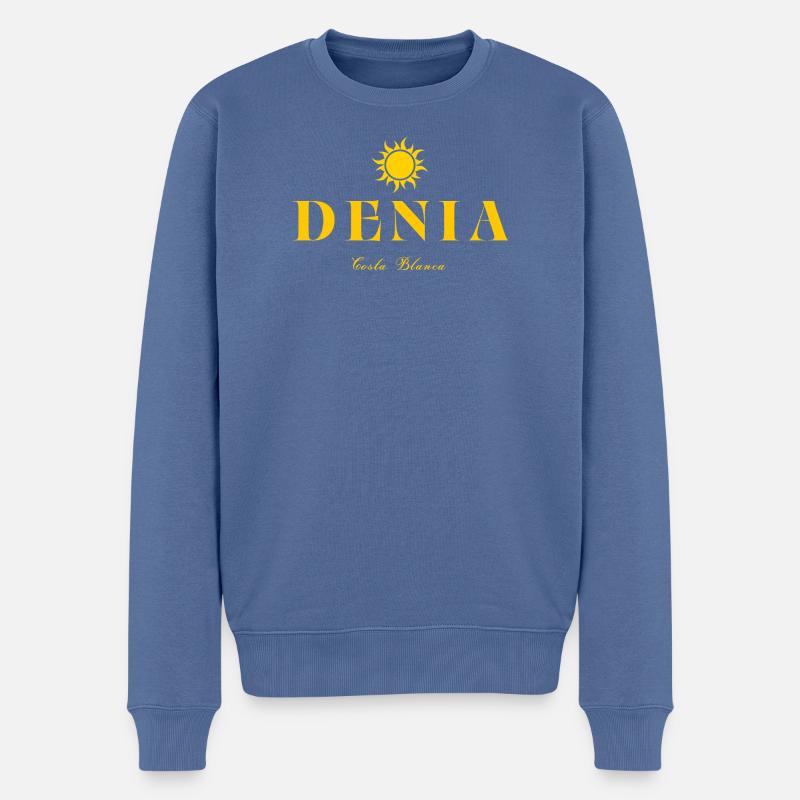 Denia Costa Blanca Sonnenlogo - Männer Premium Bio Pullover - Taubenblau