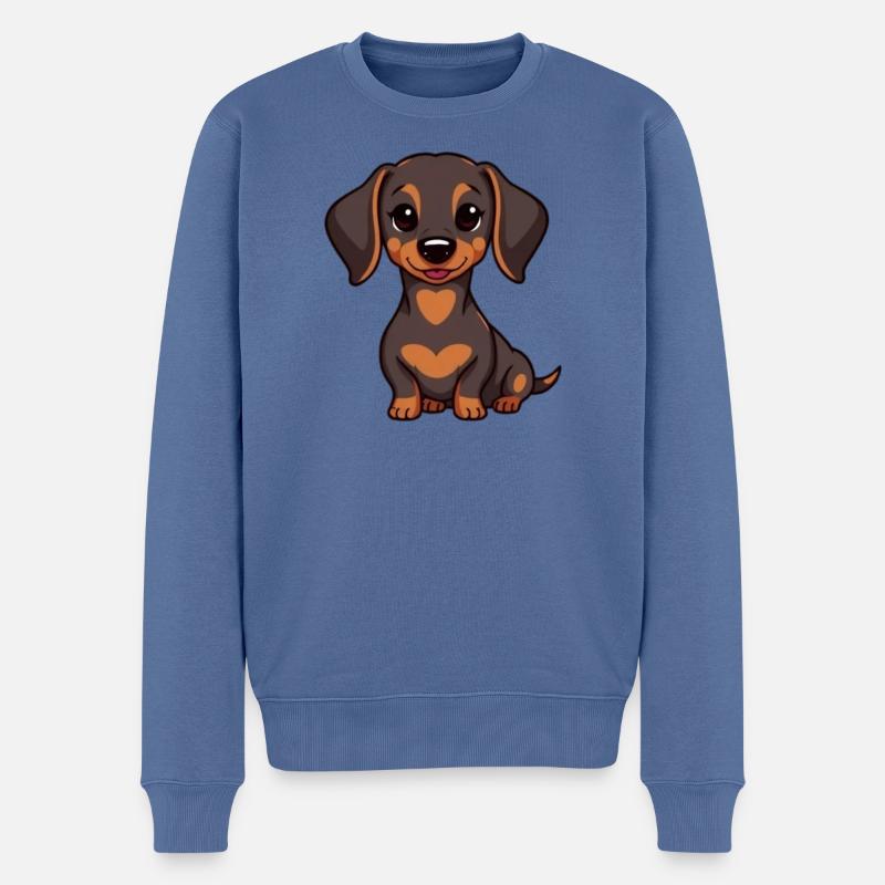 Dachshund Baby - Männer Premium Bio Pullover - Taubenblau