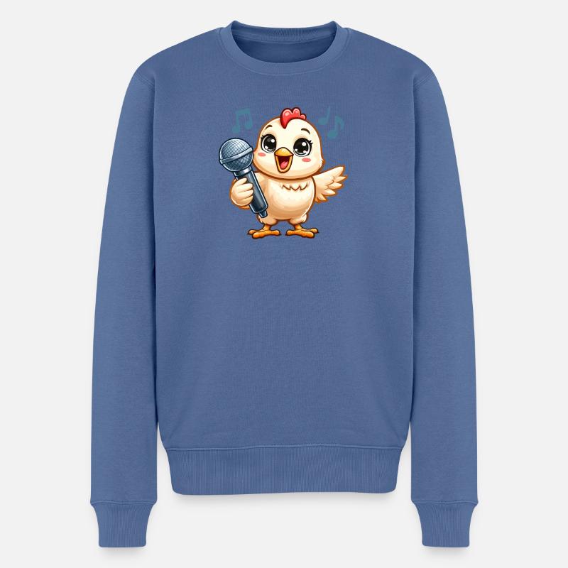 Küken Karaoke mit Mikrofon - Männer Premium Bio Pullover - Taubenblau