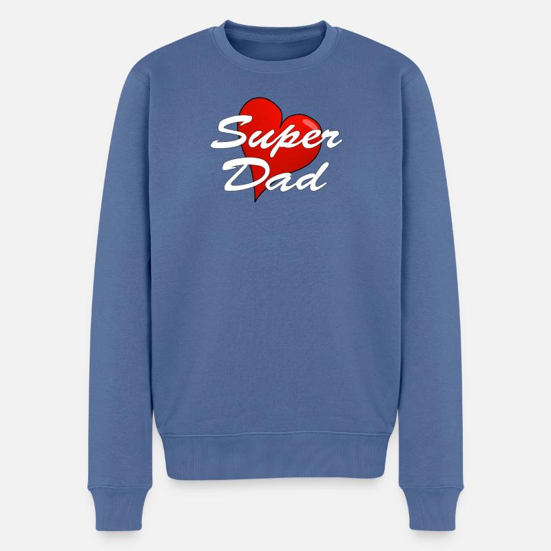 SUPER DAD - Männer Premium Bio Pullover - Taubenblau