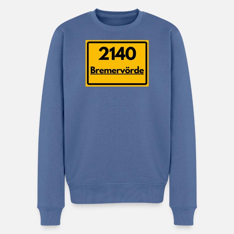 OLD POSTCODE POSTCODE RETRO 2140 BREMERVÖRDE - Men's Premium Organic Jumper - stone blue