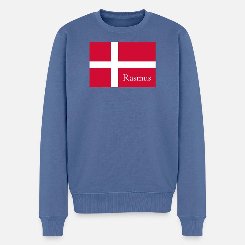 Rasmus auf dänischer Flagge - Männer Premium Bio Pullover - Taubenblau