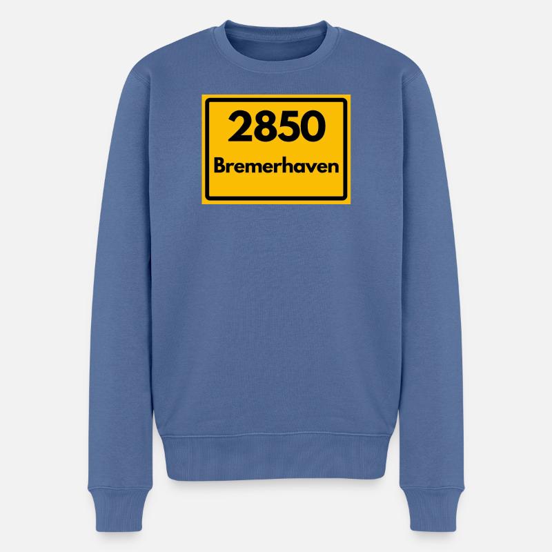 OLD POSTCODE POSTCODE RETRO 2850 BREMERHAVEN - Men's Premium Organic Jumper - stone blue