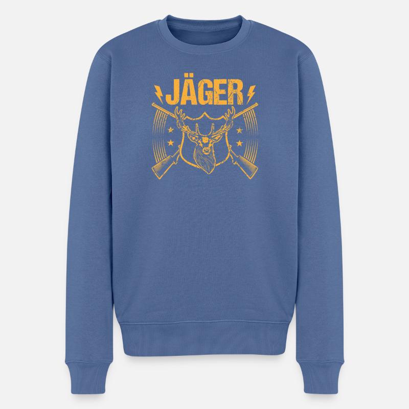 Jagd Jagen Waidmann Jäger - Männer Premium Bio Pullover - Taubenblau