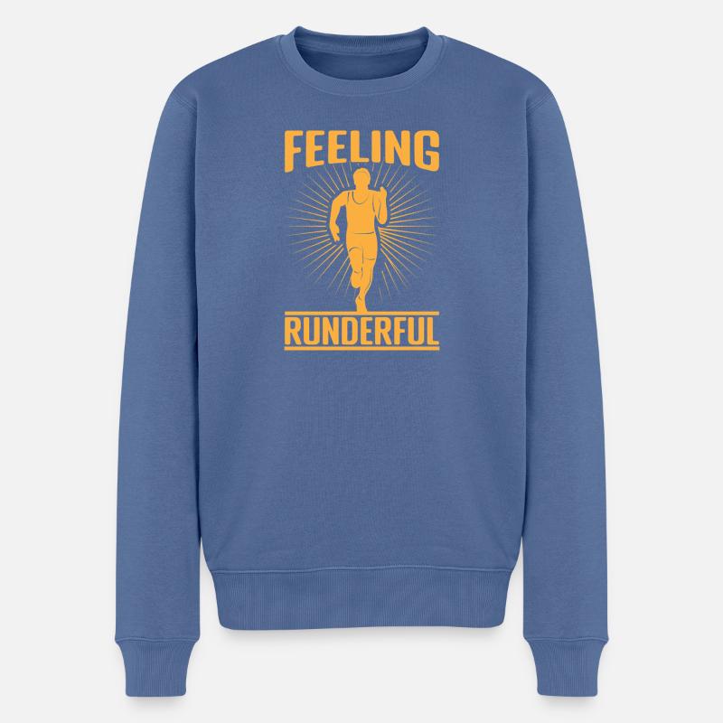 Running Run Feeling Runderful Marathon Runner - Männer Premium Bio Pullover - Taubenblau