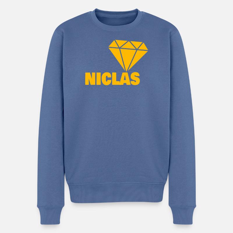 Diamant Niclas - Männer Premium Bio Pullover - Taubenblau