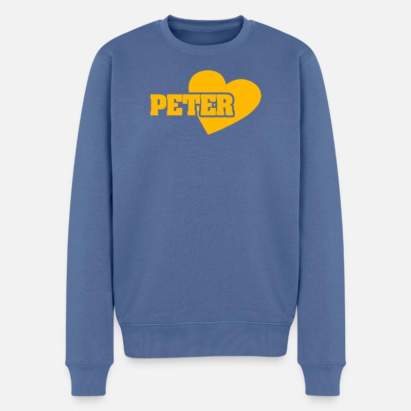 Peter als Love - Männer Premium Bio Pullover - Taubenblau