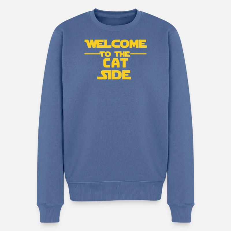 Willkommen auf der Katzenseite - Männer Premium Bio Pullover - Taubenblau