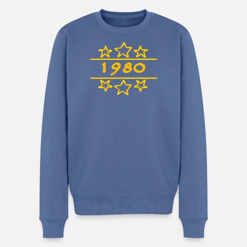Jahr 1980 - Männer Premium Bio Pullover - Taubenblau