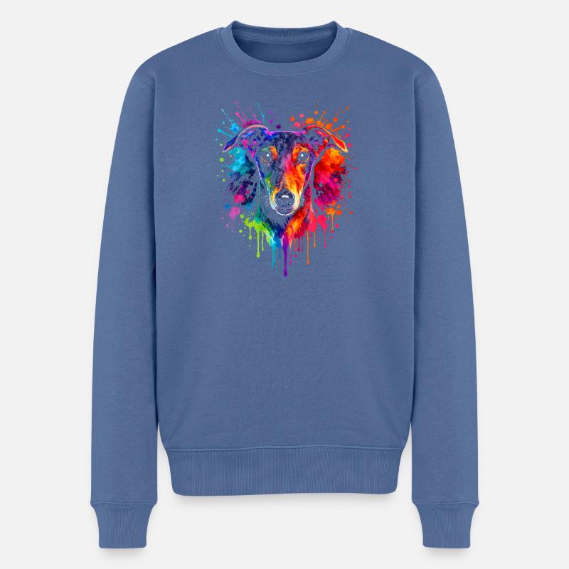 Greyhound | Windhund Pop Art - Männer Premium Bio Pullover - Taubenblau