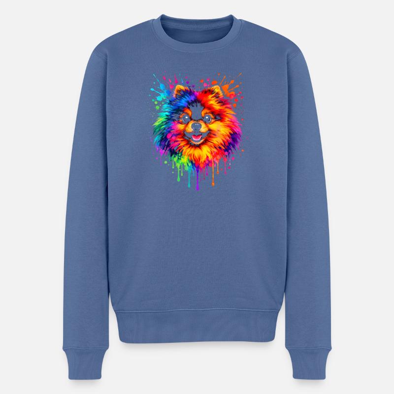 Pomeranian | Zwergspitz Pop Art - Männer Premium Bio Pullover - Taubenblau
