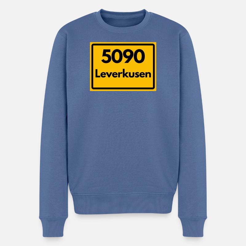 OLD POSTCODE POSTCODE RETRO 5090 LEVERKUSEN - Men's Premium Organic Jumper - stone blue