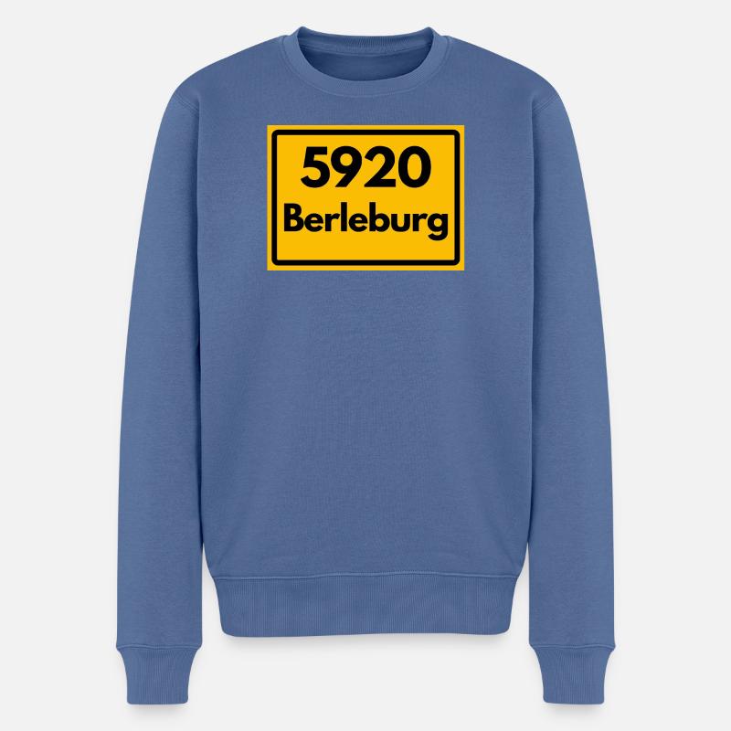 OLD POSTCODE POSTCODE RETRO 5920 BERLEBURG - Men's Premium Organic Jumper - stone blue