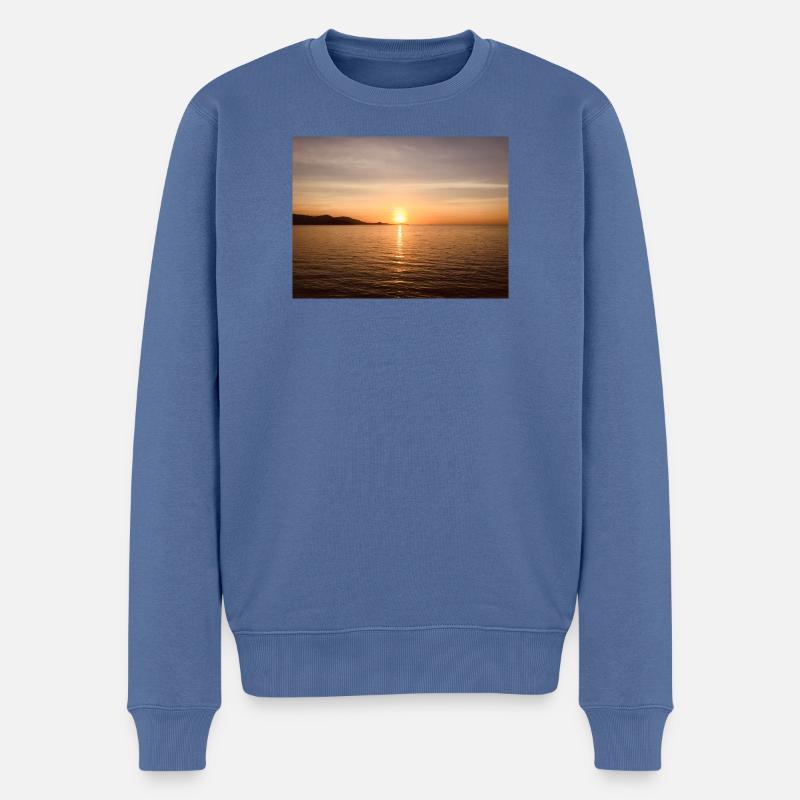 SUNSET - Männer Premium Bio Pullover - Taubenblau