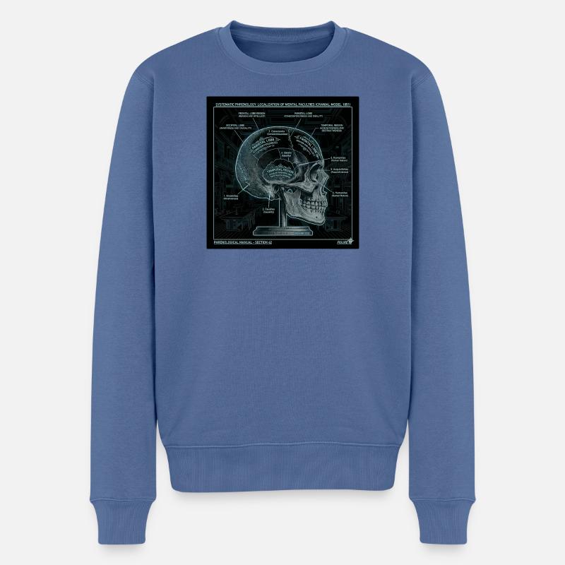 Kunst des Schädelphrenologie-Diagramms - Männer Premium Bio Pullover - Taubenblau
