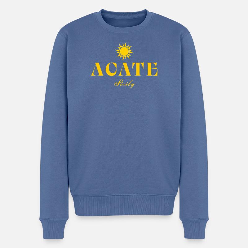 ACATE Sizilien Sonne - Männer Premium Bio Pullover - Taubenblau