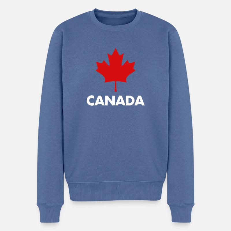 Red Maple Leaf Canada Emblem Tee - Männer Premium Bio Pullover - Taubenblau