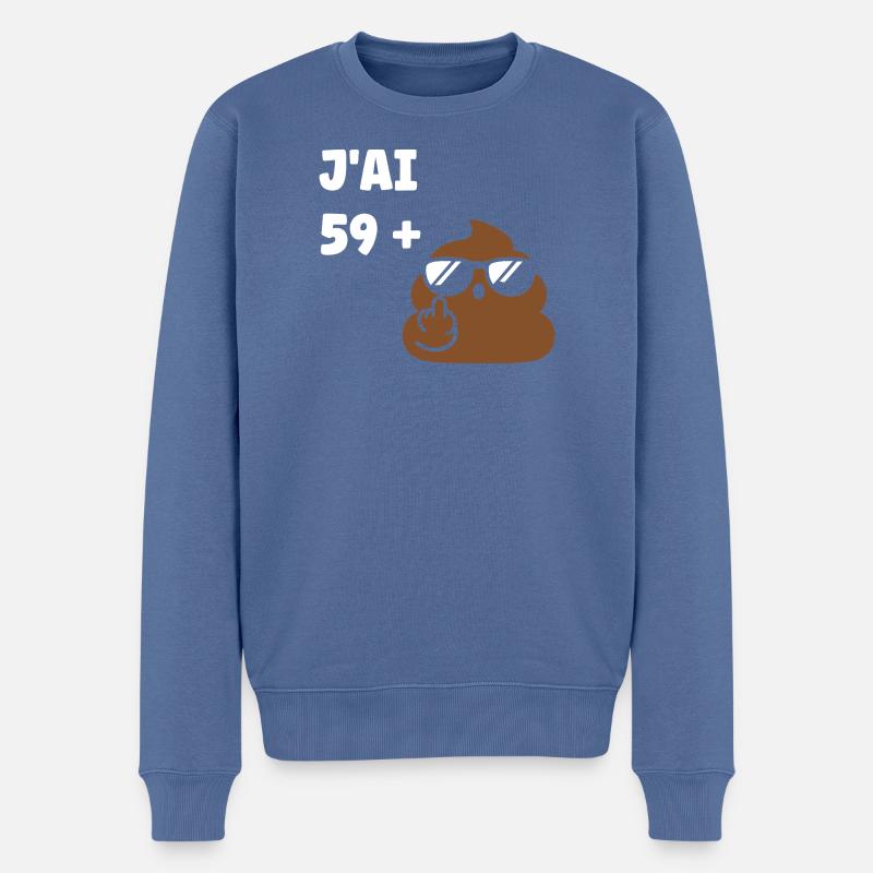 59 ans plus 1 - Pull Premium bio Homme - bleu pigeon