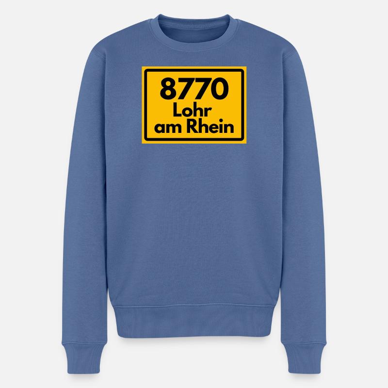 ALTE POSTLEITZAHL PLZ RETRO 8770 LOHR AM MAIN  - Männer Premium Bio Pullover - Taubenblau