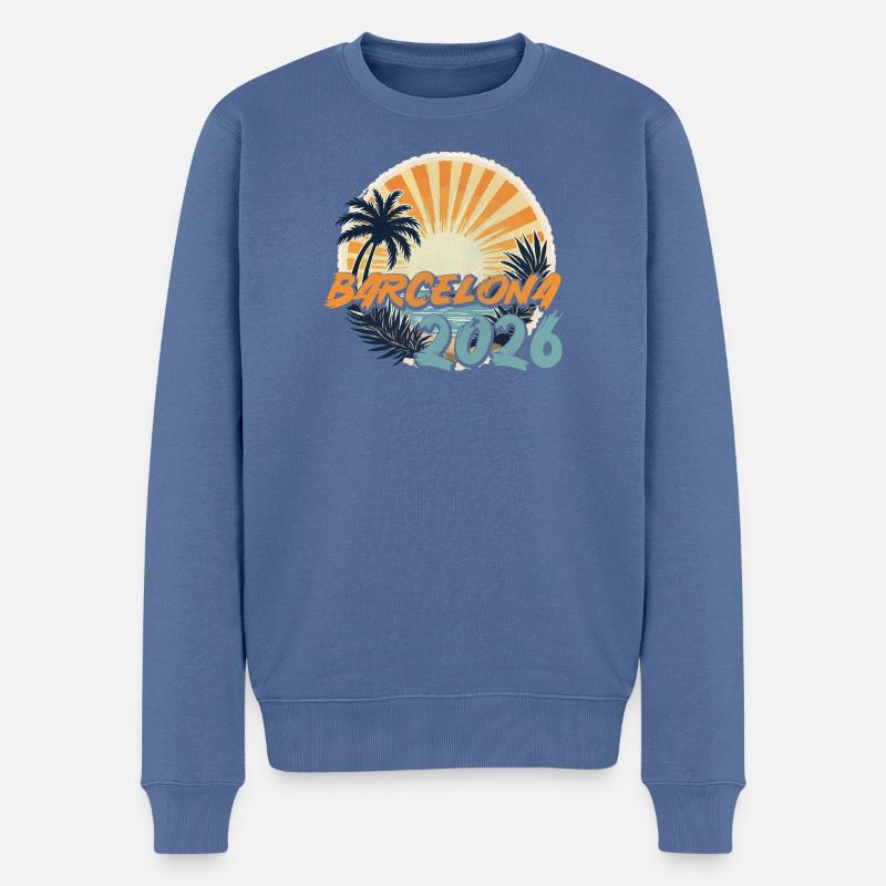 Barcelona 2026 - Männer Premium Bio Pullover - Taubenblau