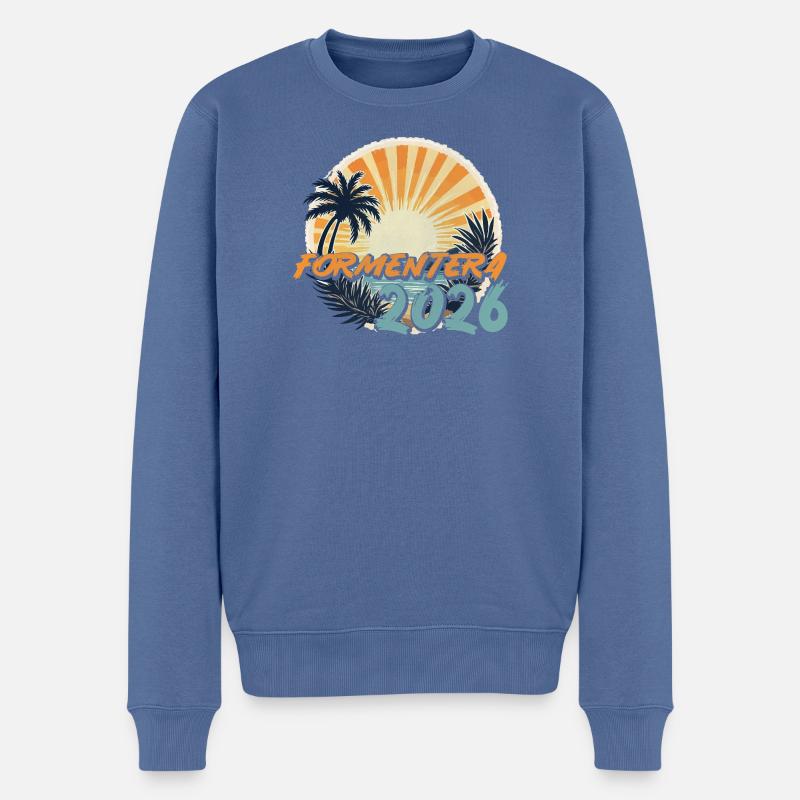Formentera 2026 - Männer Premium Bio Pullover - Taubenblau