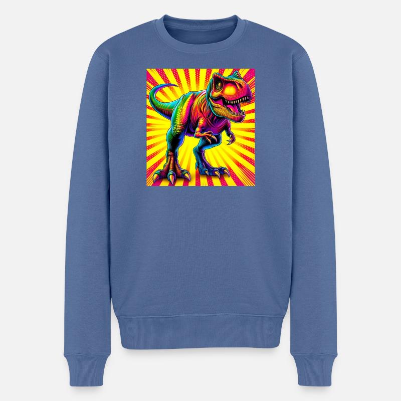 Dinosaurier - Männer Premium Bio Pullover - Taubenblau