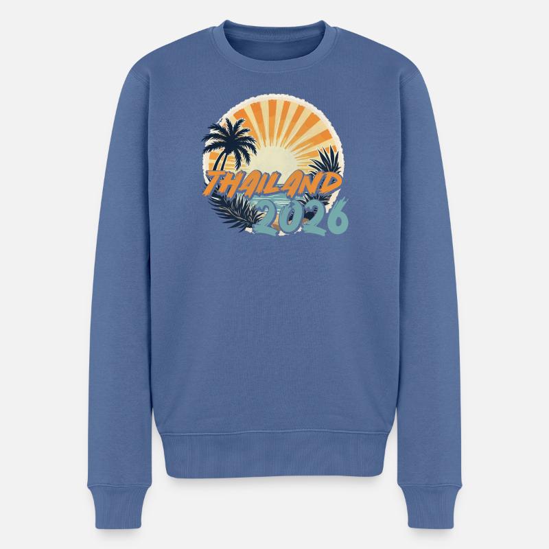 Thailand 2026 - Männer Premium Bio Pullover - Taubenblau