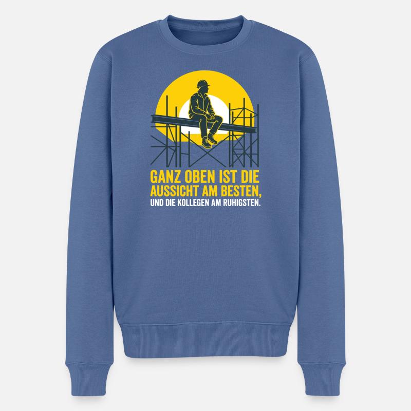 Gerüstbau, Aussicht, Handwerk Design - Männer Premium Bio Pullover - Taubenblau