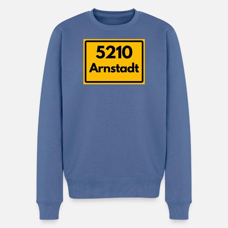 OLD POSTCODE POSTCODE 5210 Arnstadt Bachstadt - Men's Premium Organic Jumper - stone blue