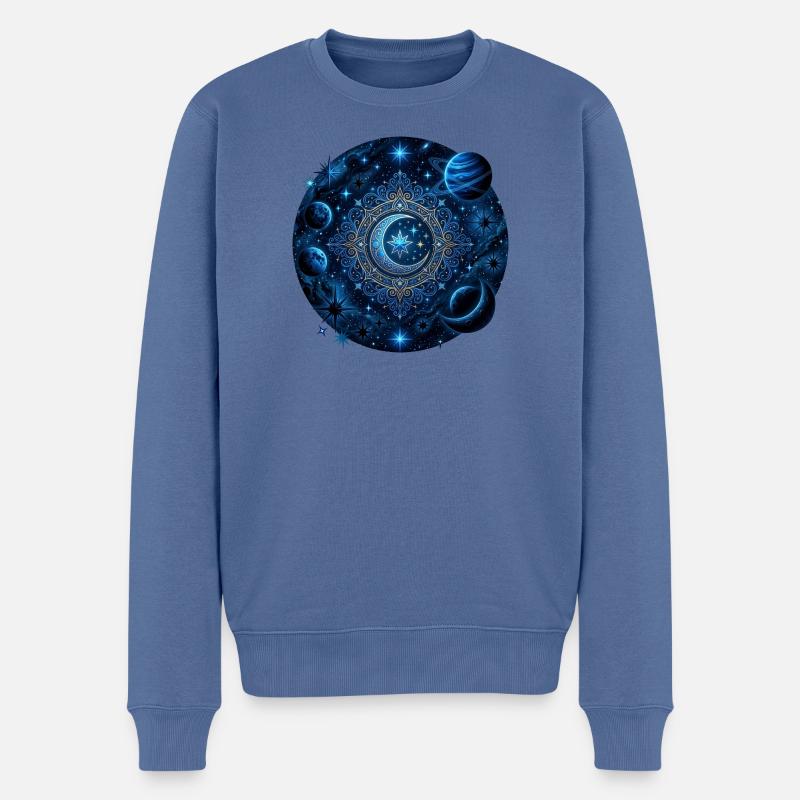 Space Planets Galaxies Stars Moons - Men's Premium Organic Jumper - stone blue