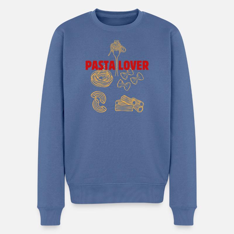 Pasta Liebhaber Muster - Männer Premium Bio Pullover - Taubenblau