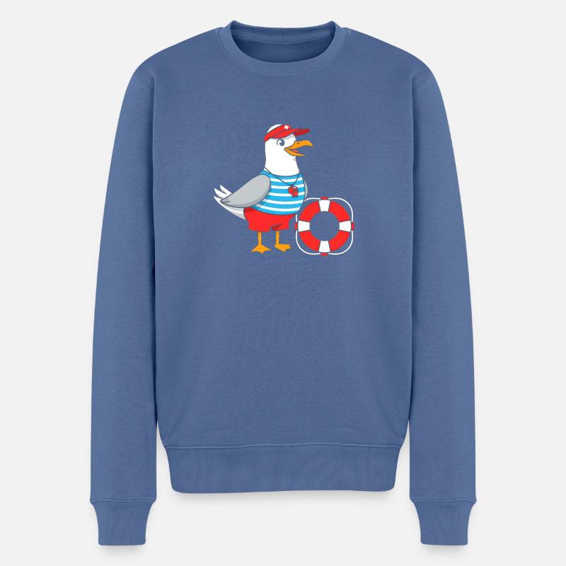 Strandmöwe Lifeguard Design - Männer Premium Bio Pullover - Taubenblau