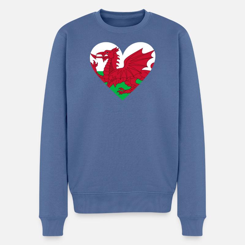 Wales Heart - Männer Premium Bio Pullover - Taubenblau