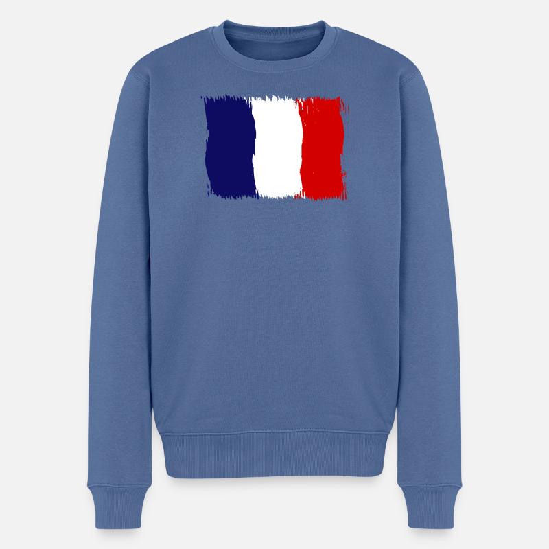 Frankreich - Männer Premium Bio Pullover - Taubenblau