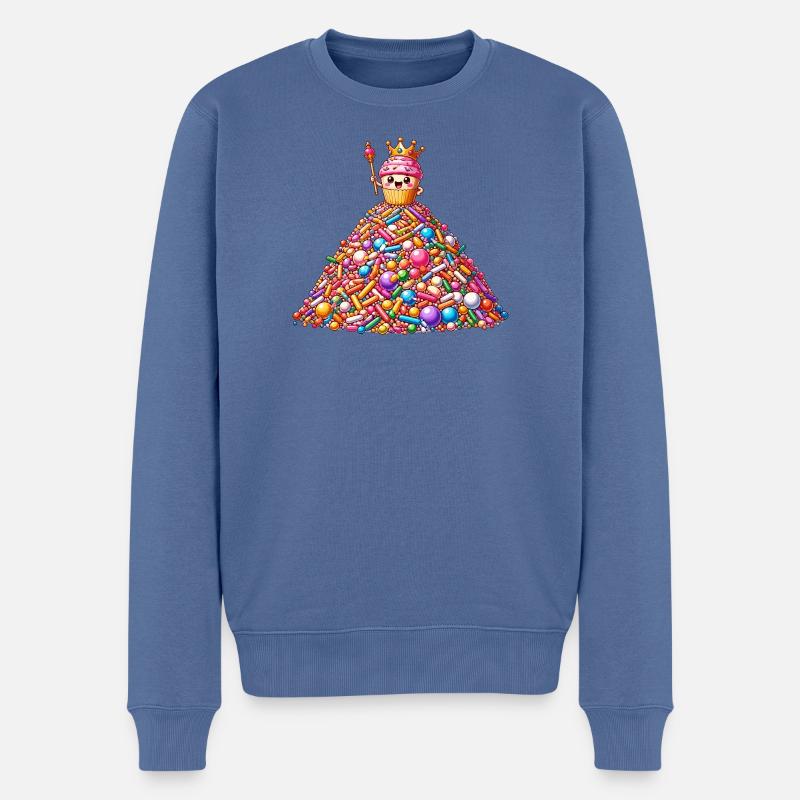Bunter Süßigkeitenberg mit Cupcake - Männer Premium Bio Pullover - Taubenblau
