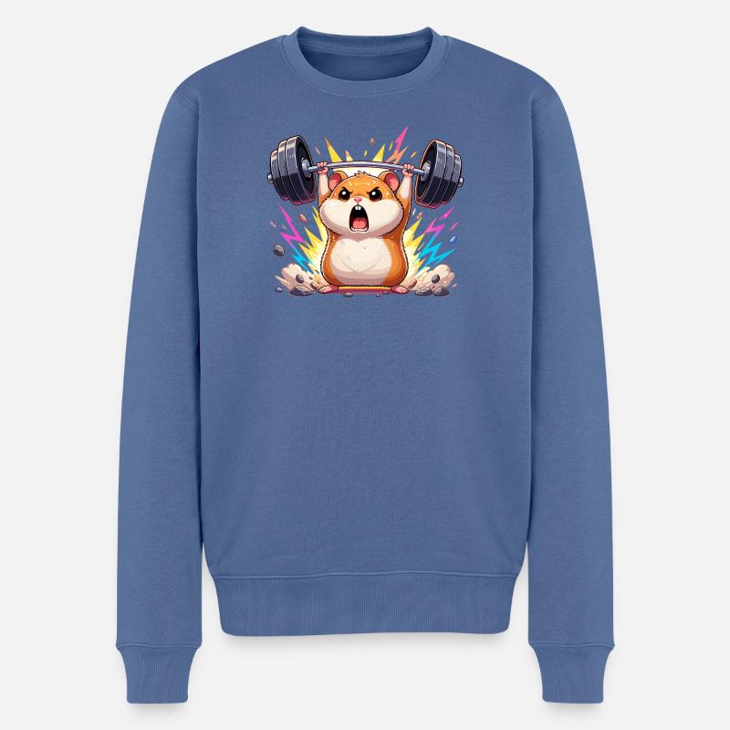Kraft Hamster Gewichtheben - Männer Premium Bio Pullover - Taubenblau